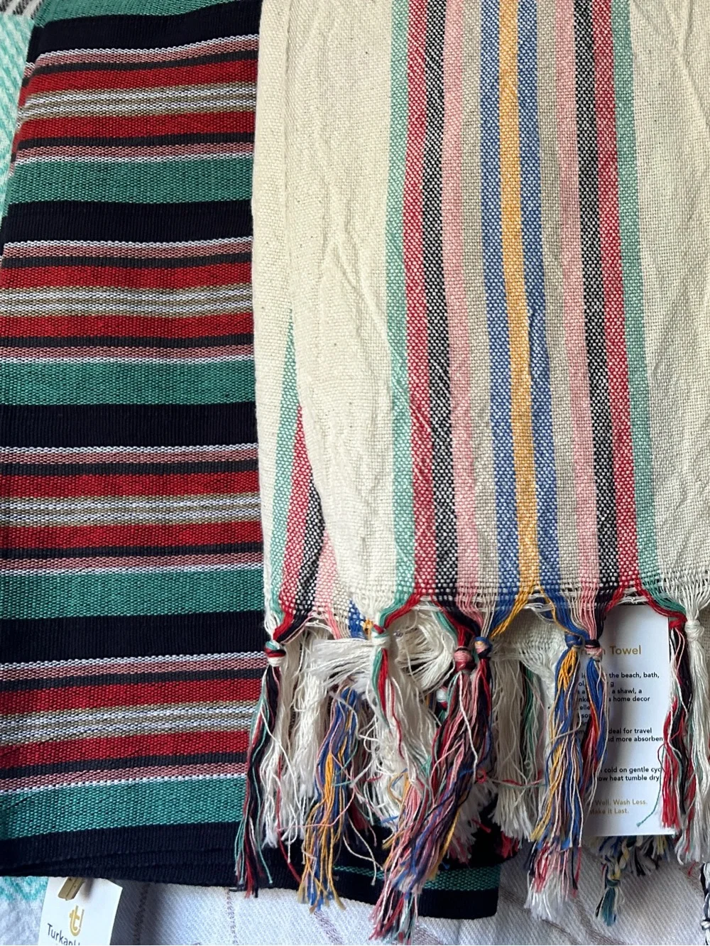 Striped Multicolor Woven Towel New With Tags 2 Side Beach Towel Travel Towel